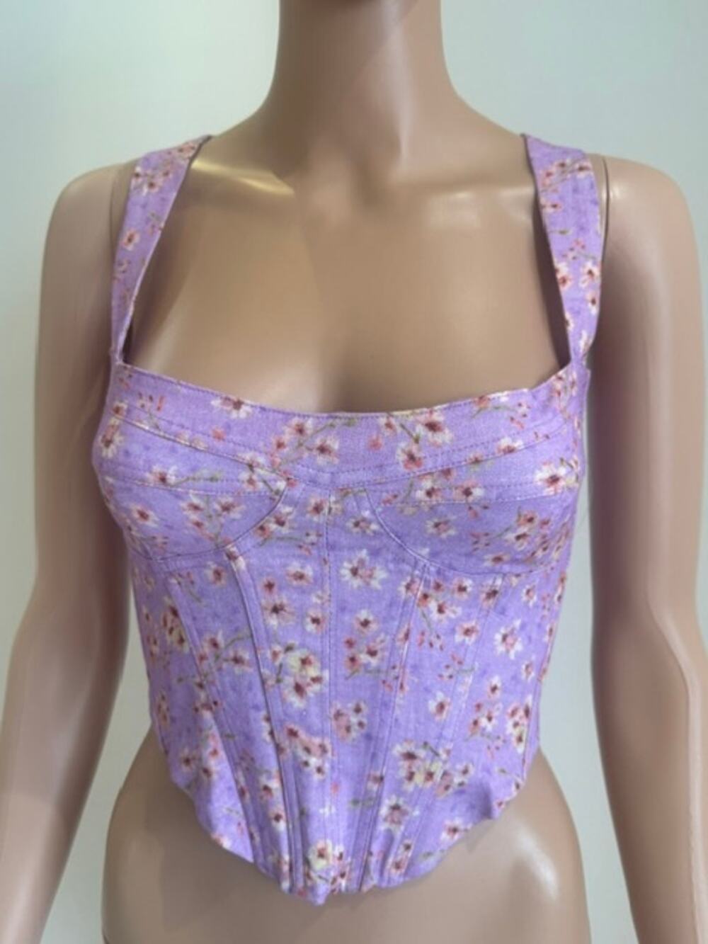 Bardot Lani Floral Bustier Corset Top in Lilac Mist